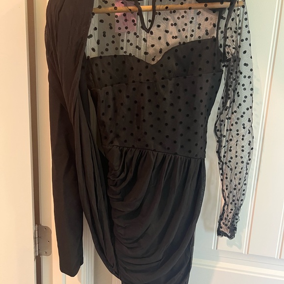 Sugar Popped Polka Dotted Semi Mesh Dress - Picture 2 of 5